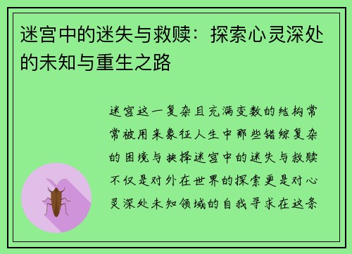 迷宫中的迷失与救赎：探索心灵深处的未知与重生之路